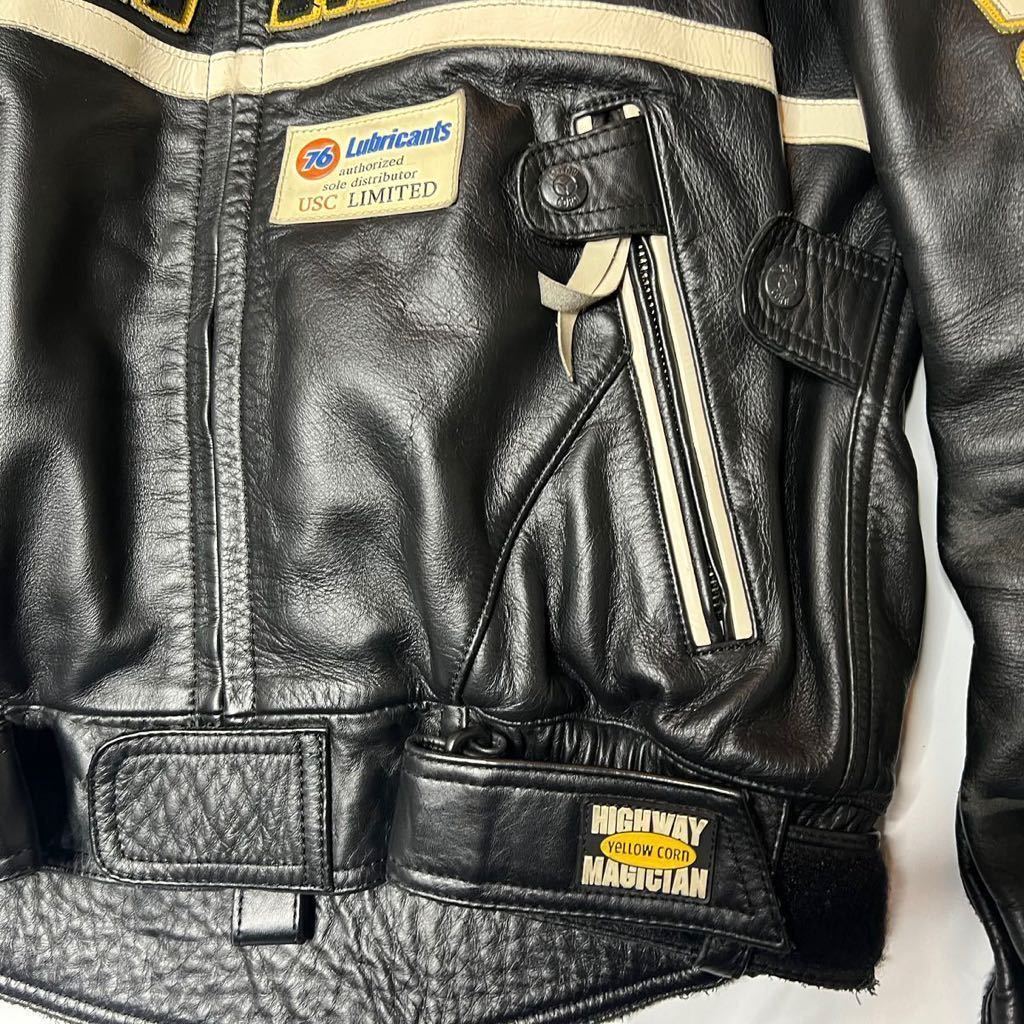 即決☆YELLOW CORN☆M パット入り ライダースジャケット イエロー