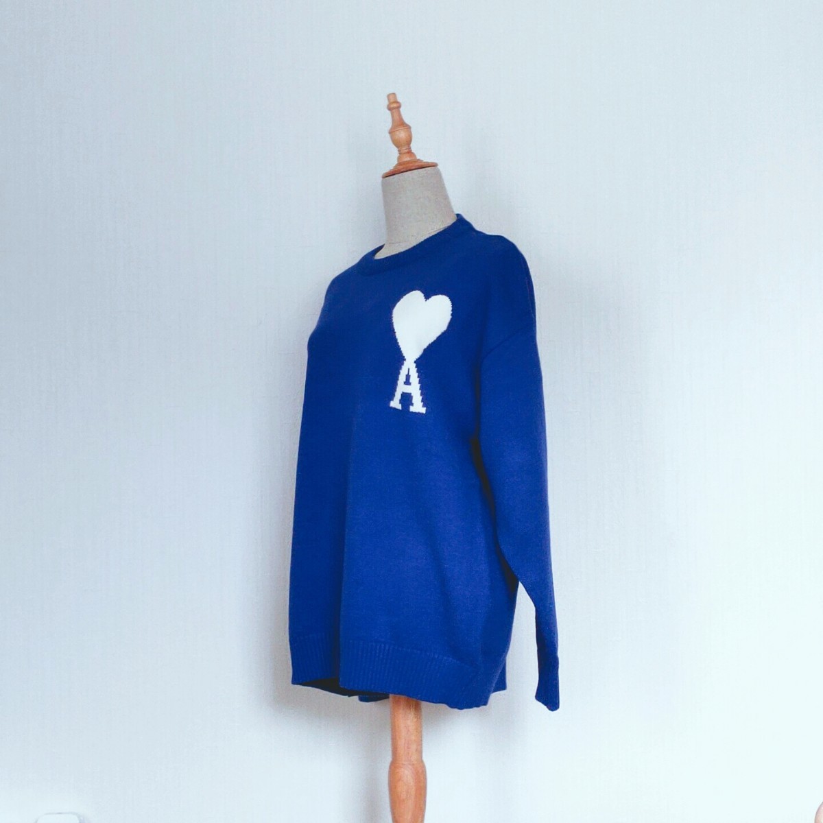 アミパリス AMI クルーネック ニット セーター ブルー 新品 アミパリス AMI クルーネック ニット セーター ブルー 新品