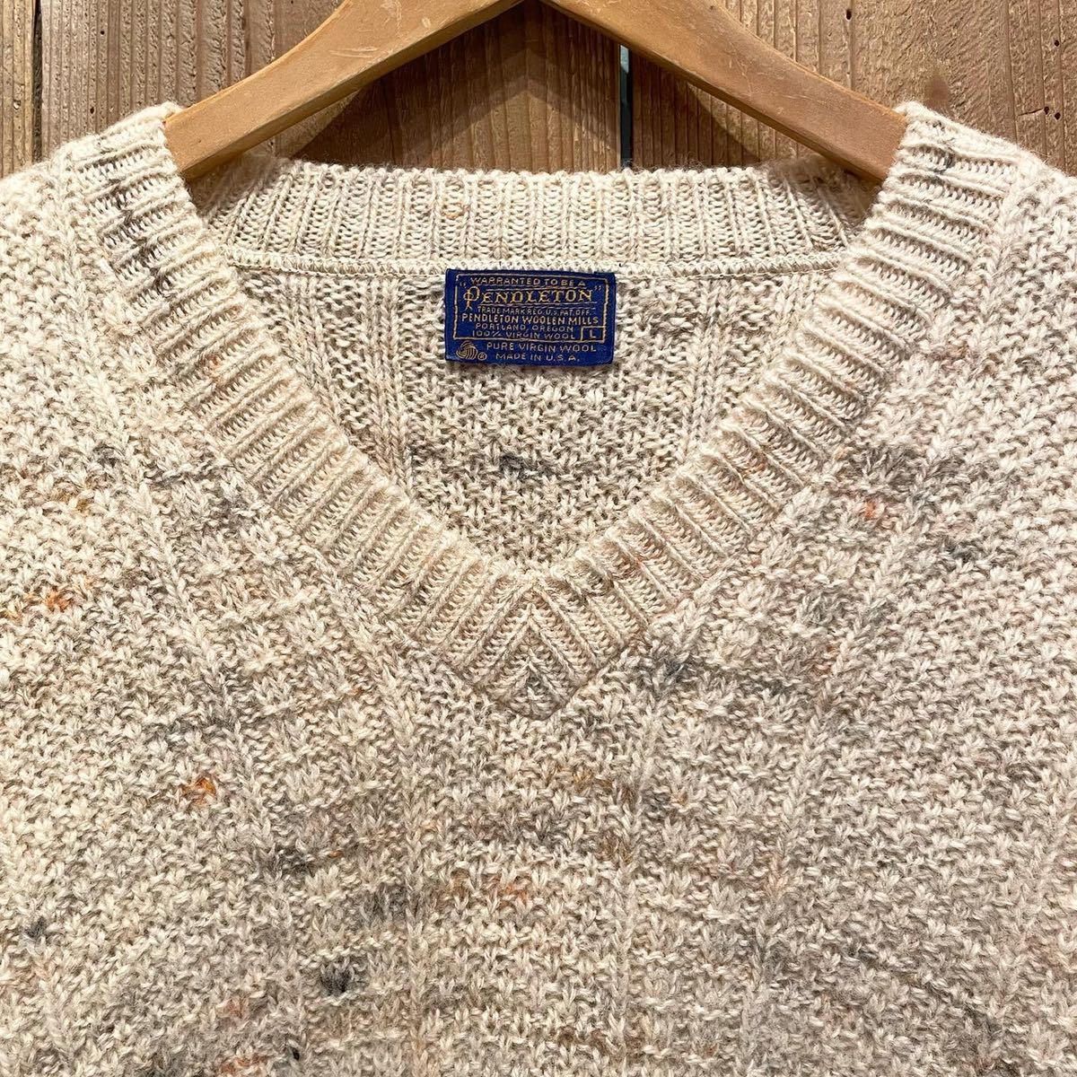 【サイズ L】70s USA製 ペンドルトン ウール ニット セーター ビンテージ アメリカ古着 メンズ レディース PENDLETON ヴィンテージ 60s 80s
