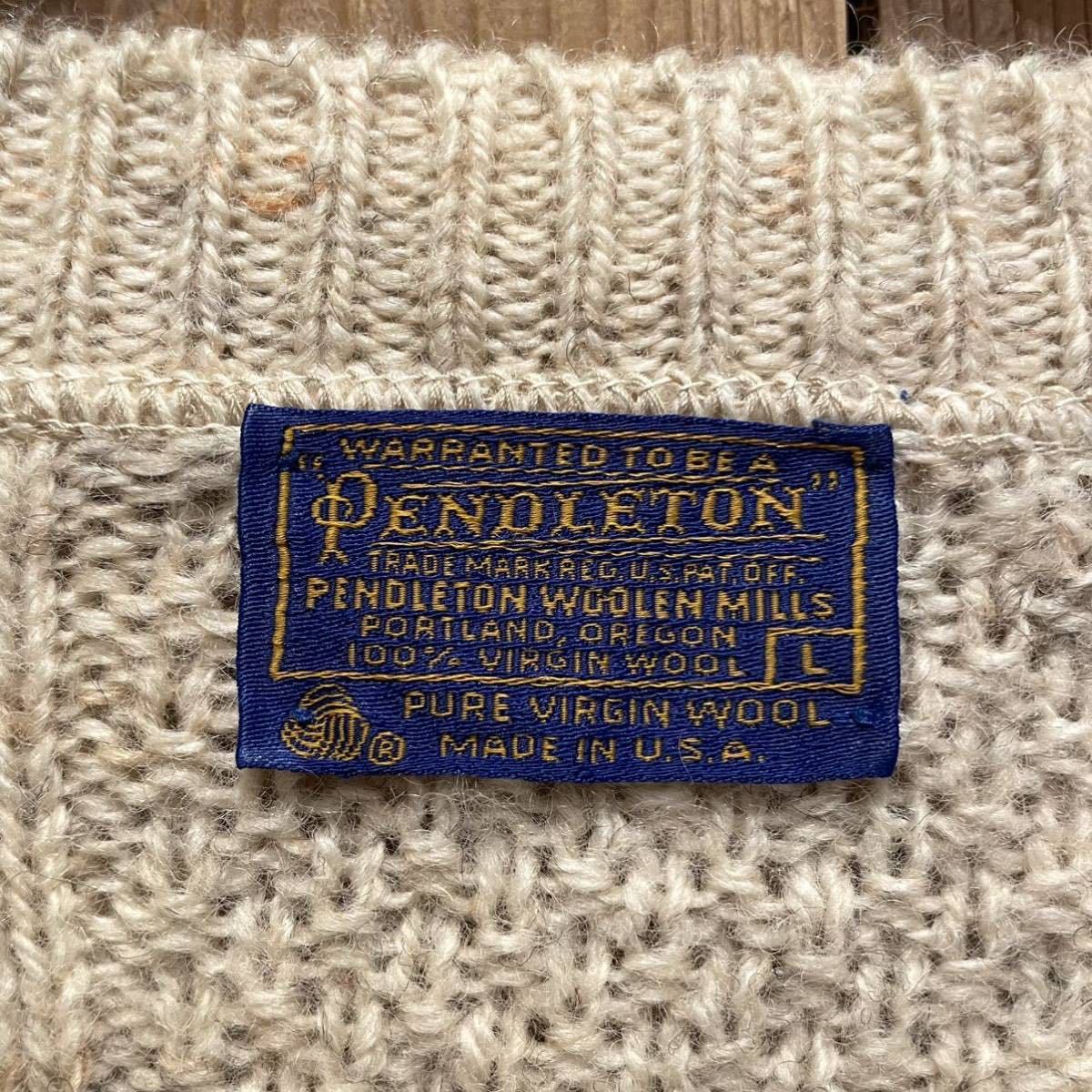 【サイズ L】70s USA製 ペンドルトン ウール ニット セーター ビンテージ アメリカ古着 メンズ レディース PENDLETON ヴィンテージ 60s 80s