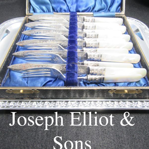 Joseph Elliot & Sons】【白蝶貝】エングレイブのパストリーセット12本
