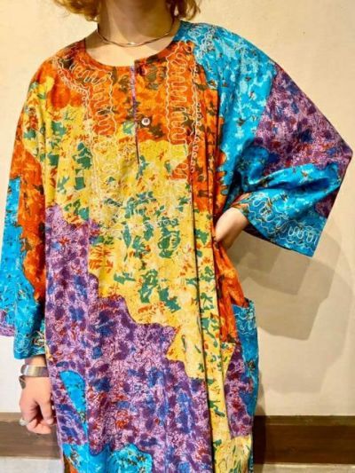 mulch color India cotton caftan shirt〈sd220524〉_画像2