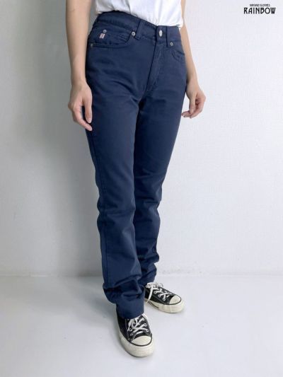 激安通販の GUESS 新品 ゲス (btu2204168) 紺 パンツ ロング丈 コットン100％ 無地 イタリア製 Mサイズ