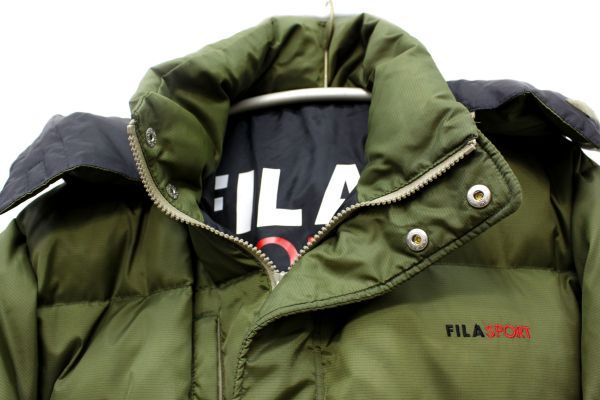 * finest quality goods FILA filler with a hood . down coat feather mixing sport SPORT khaki deep green green group men's outer clothes on F4500