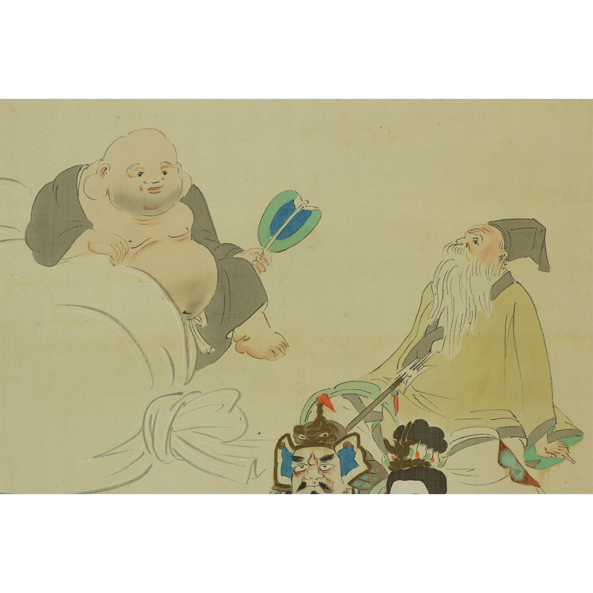 肉筆】大輝銘【七福神】◇絹本◇掛軸u06163-人物、菩薩–日本 肉筆】大輝銘【七福神】◇絹本◇掛軸u06163-人物、菩薩–日本