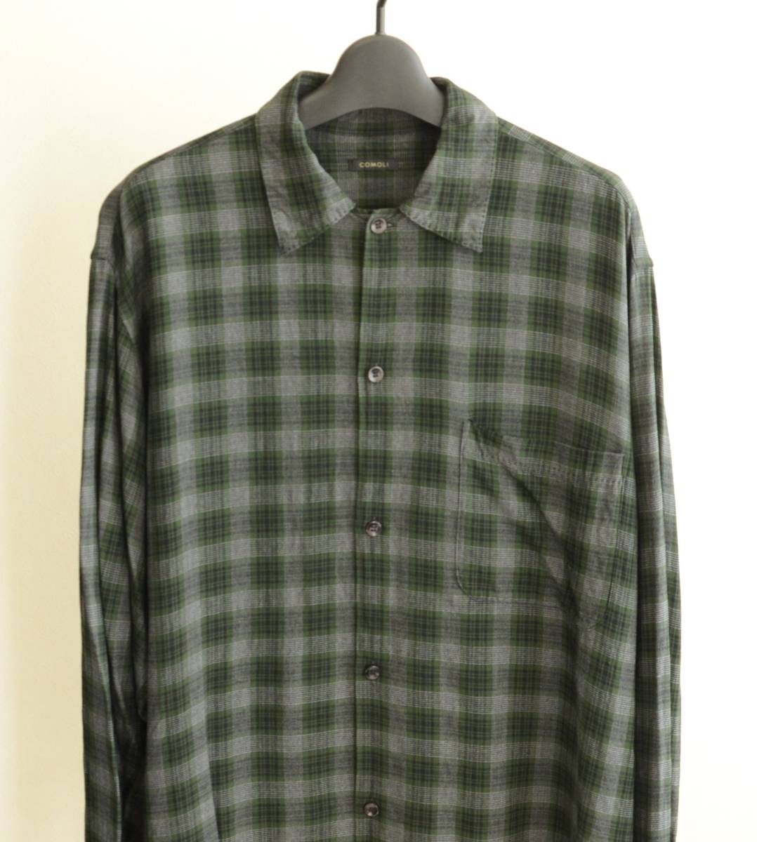 SIZE 2 20SS COMOLI レーヨン オープンカラーシャツ GREEN | tspea.org