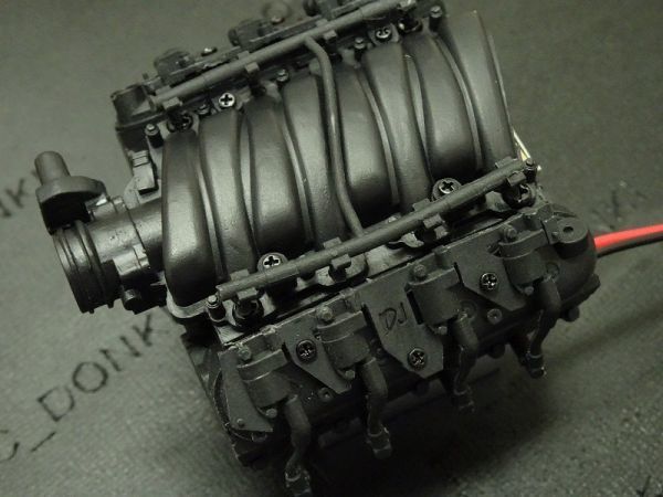 DJC-0641 LS3 V8 6.2L シミュレーション エンジンカバー モーターファン付き 1/10 D90 D110 温度センサー付き_画像6