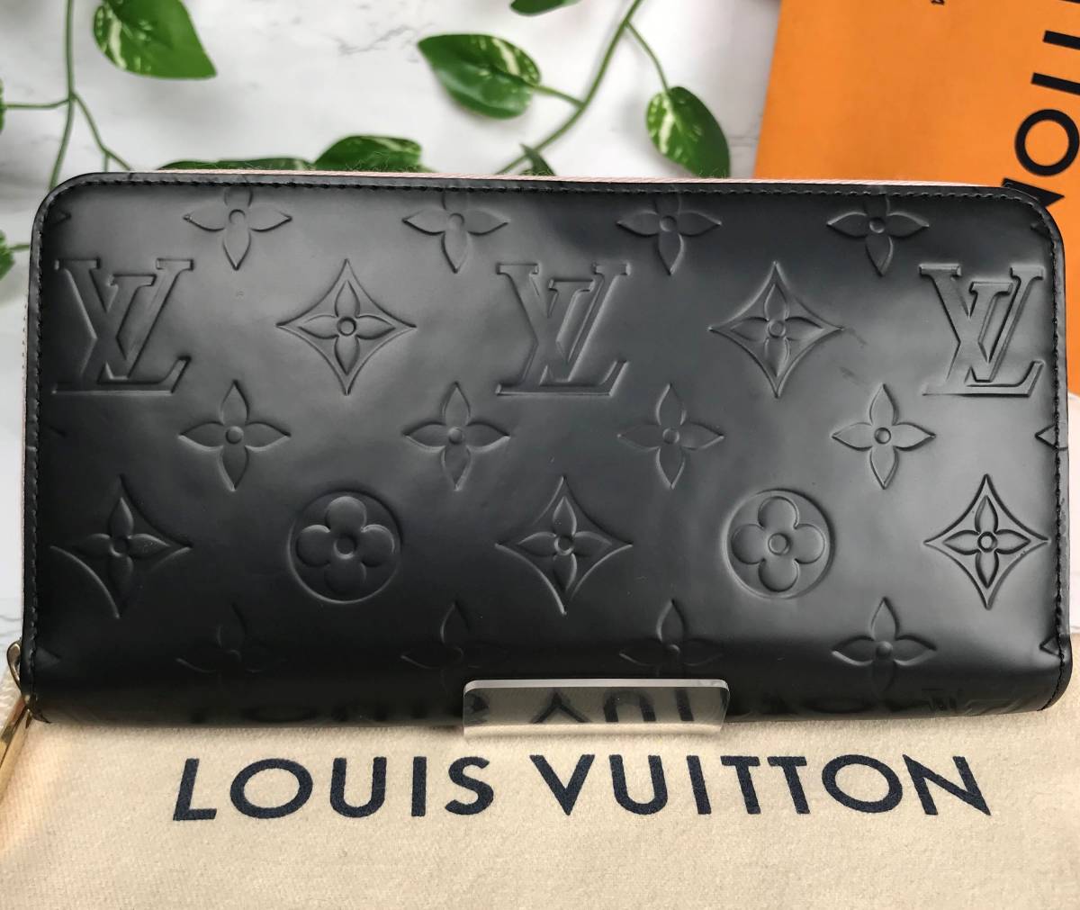 本物保証 1円~ 美品 LOUISVUITTON ピンク×マットブラック ジッピーウォレット 男女 ヴェルニ ラウンドファスナー長財布 ルイヴィトン 黒_画像2