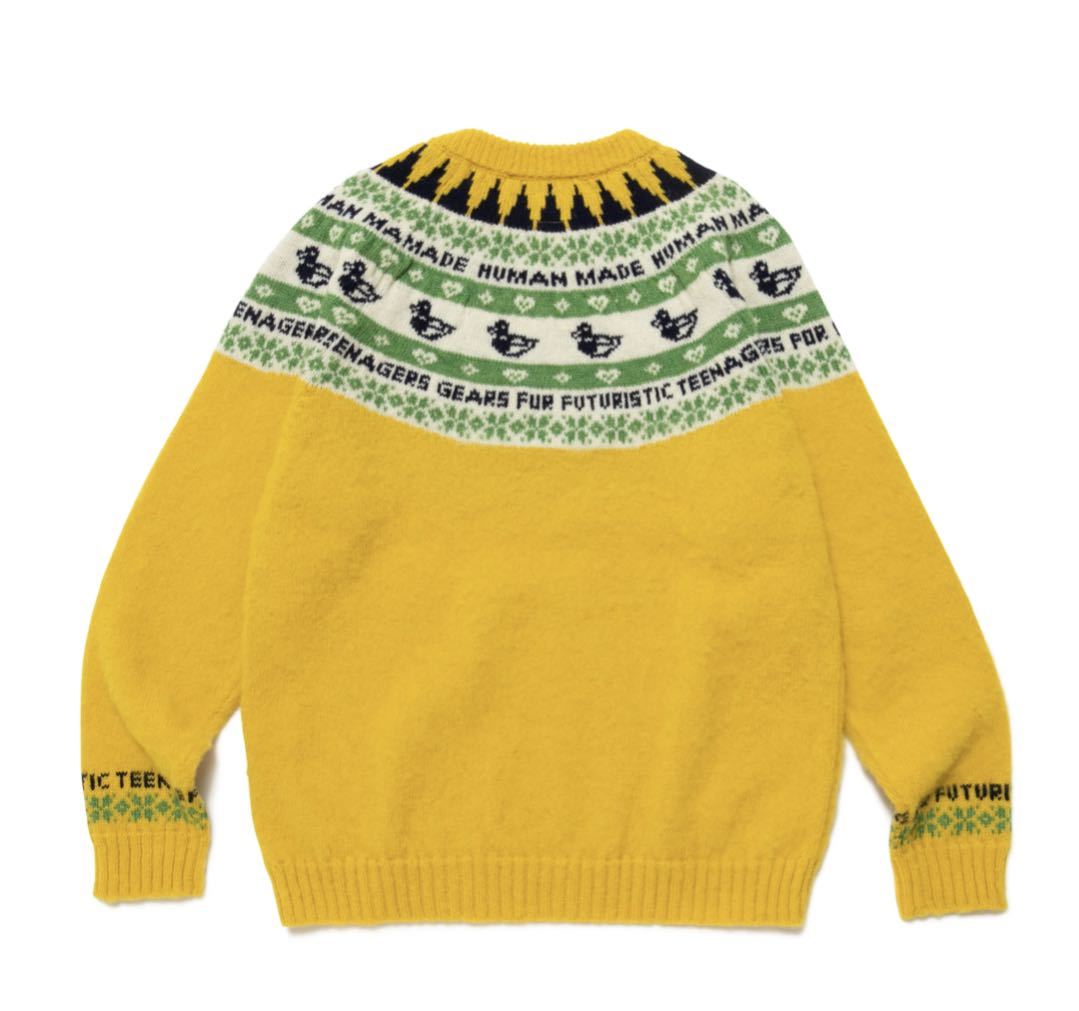 HUMAN MADE 2022FW DUCK JACQUARD KNIT SWEATER YELLOW XLサイズ ヒューマンメイド ダック ジャガード ニット セーター X-LARGE 