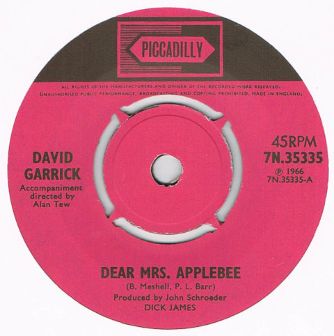 ●DAVID GARRICK / DEAR MRS. APPLEBEE [UK 45 ORIGINAL 7inch シングル 試聴]_画像1