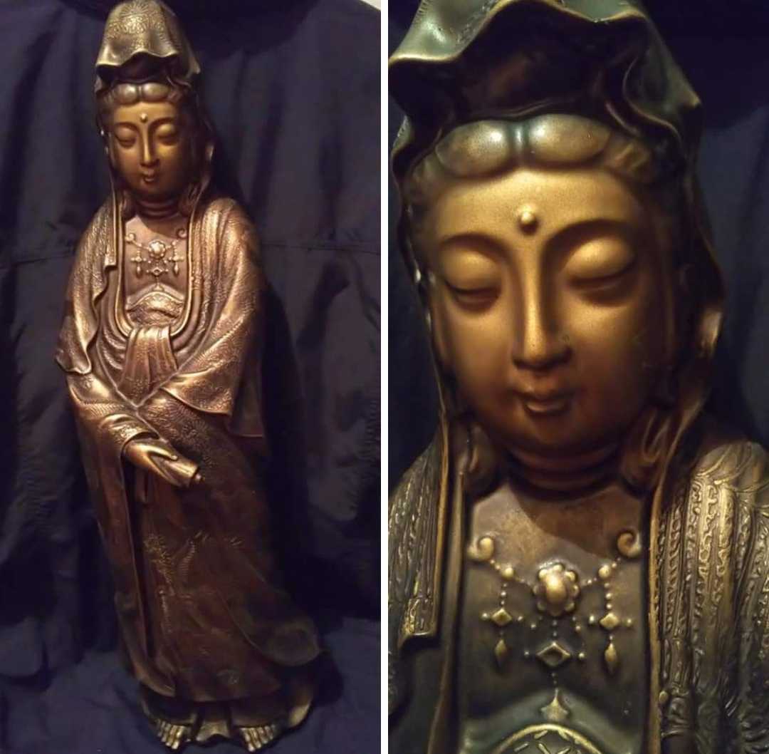 Yahoo!オークション - 仏教美術 仏像 観音菩薩 菩薩像 観音像 金属製 