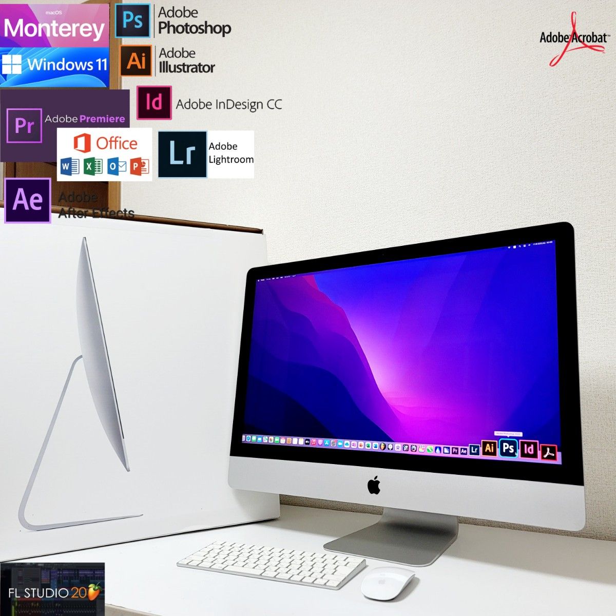 美品 iMac Retina 5k 27インチ macOS & Windows 11 Adobe/Office付き 