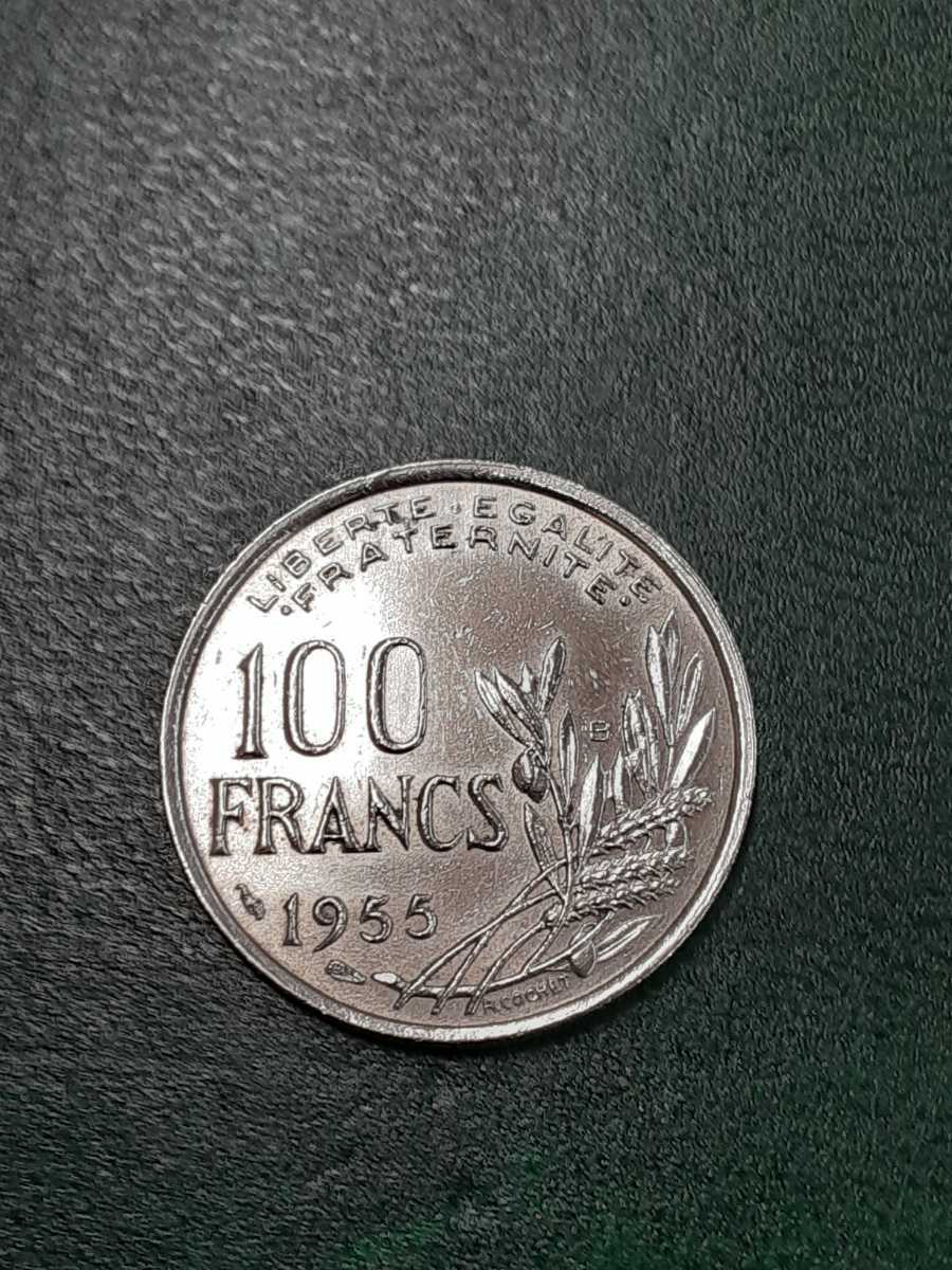 アンティークコイン　フランス　1955年 100フラン硬貨　ミントマークB F1122_画像2