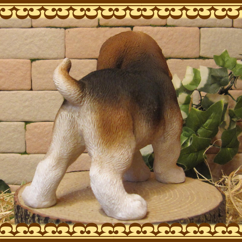 犬 置物 ビーグル スタンド スモール リアルな子いぬ ドッグオブジェ イヌのフィギュア ガーデニング インテリア 玄関先 陶器の画像7