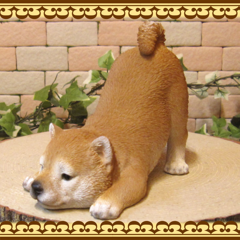 リアルな犬の置物 のびのび 柴犬 タイプＢ 子いぬ ドッグオブジェ イヌオーナメント ガーデニング ベランダアート 庭 装飾の画像6