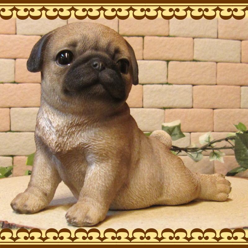 リアルな犬の置物 パグ 休憩中！ 子いぬ ドッグオブジェ イヌオーナメント ガーデニング ベランダアート 庭 装飾の画像4