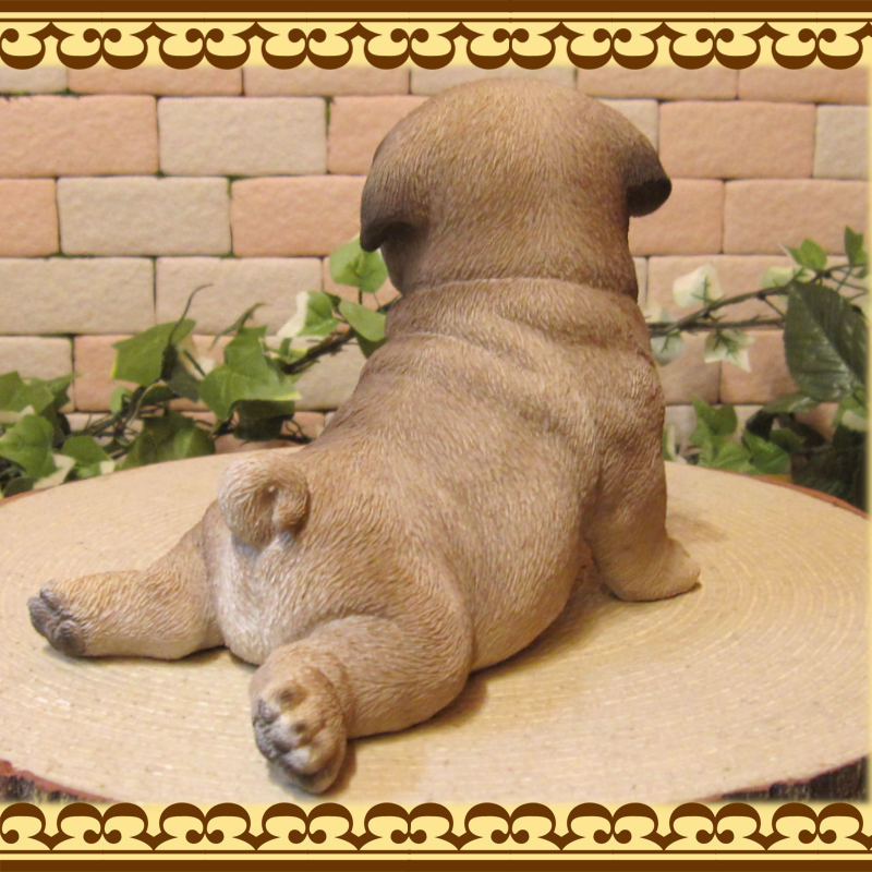 リアルな犬の置物 パグ 休憩中！ 子いぬ ドッグオブジェ イヌオーナメント ガーデニング ベランダアート 庭 装飾の画像9