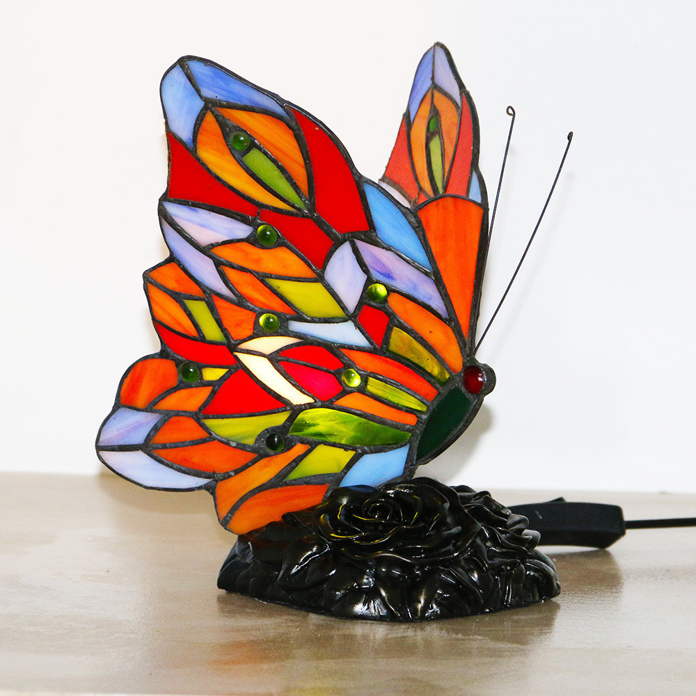 ◆新品◆芸術品◆ステンドランプ ステンドグラス 蝶 照明 ティファニー デスクライト 室内装飾