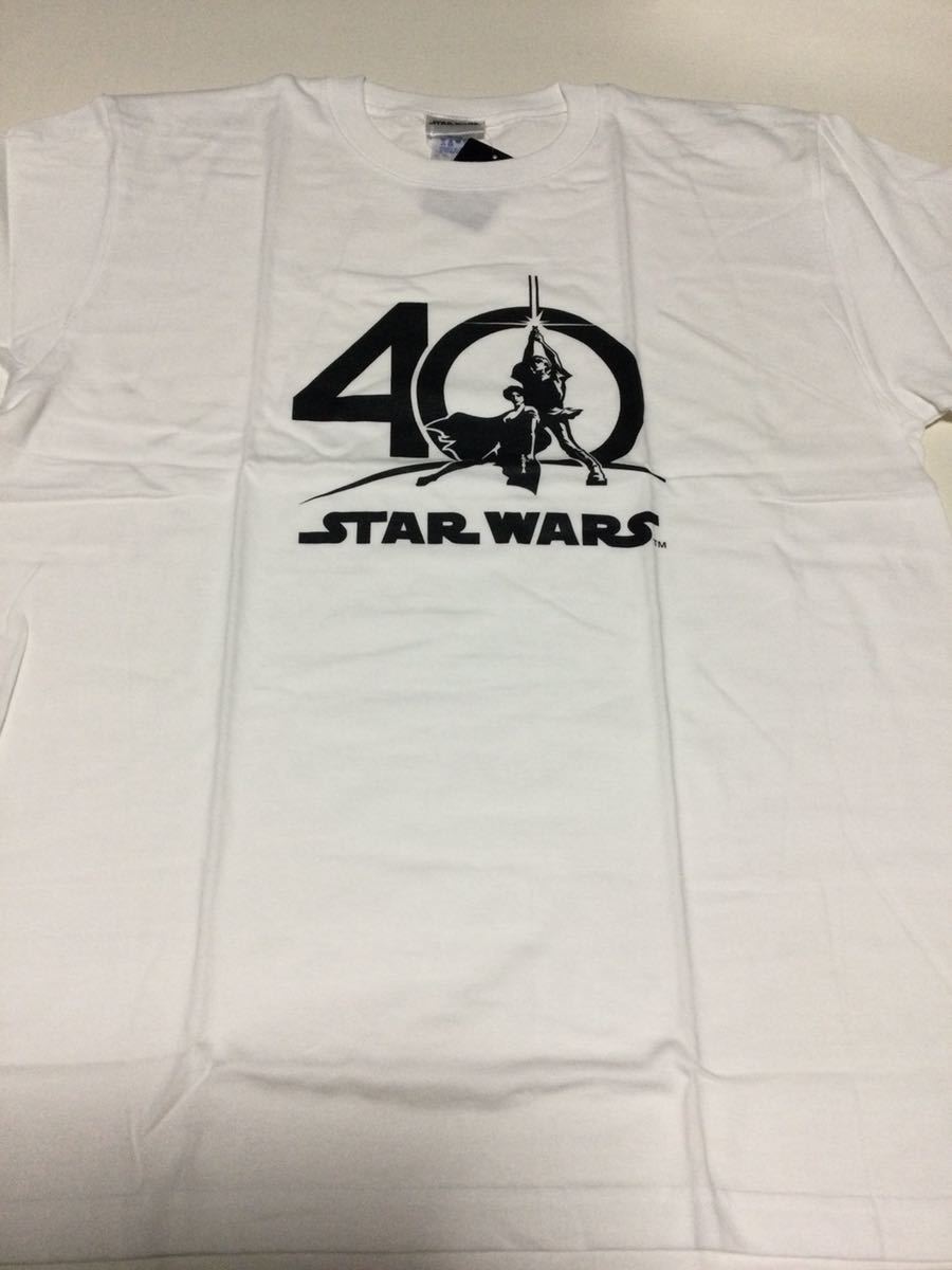 STAR WARS□スター・ウォーズ公開40周年記念Tシャツ■白■Ｌサイズ■長期保管・デッドストック・未着用品_おもて