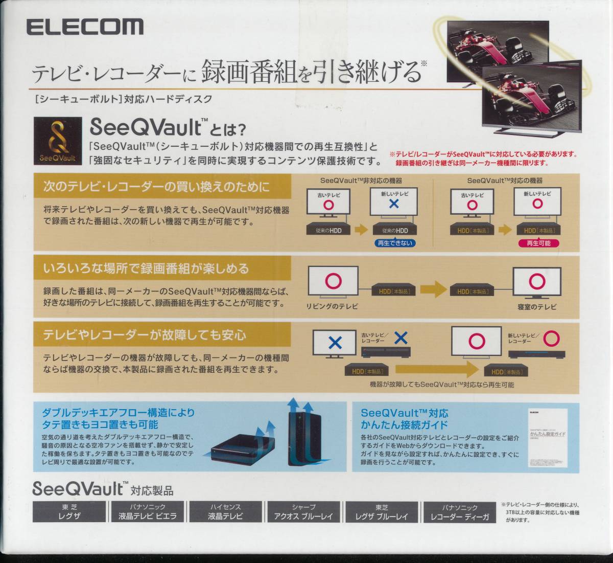 ELECOM SeeQVault対応外付けハードディスク 激安買蔵 家電・スマホ