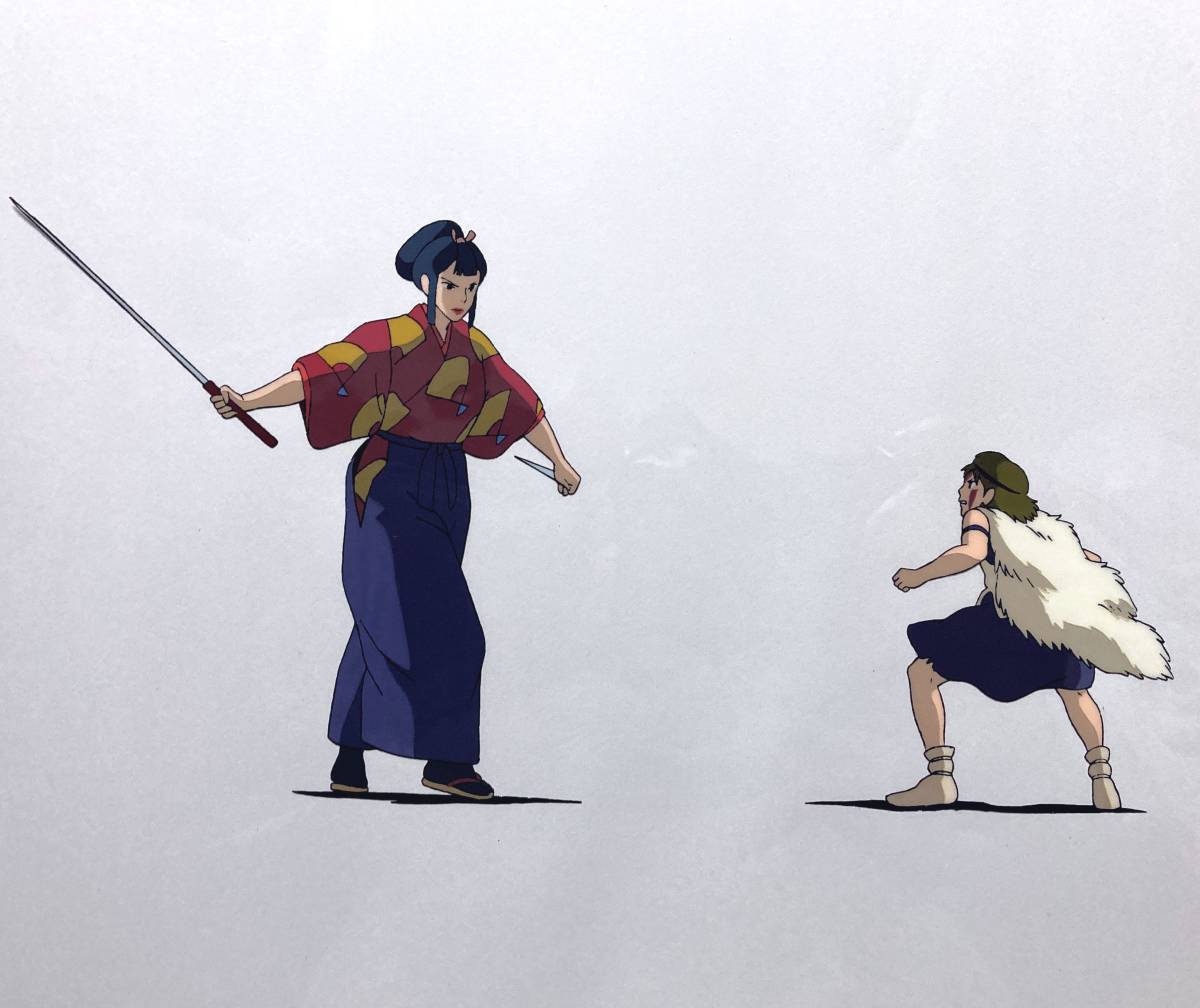 ☆ もののけ姫 ☆ セル画「 サンとエボシ御前 」B22 サイズ 横約 ☆ もののけ姫 ☆ セル画「 サンとエボシ御前 」B22 サイズ 横約