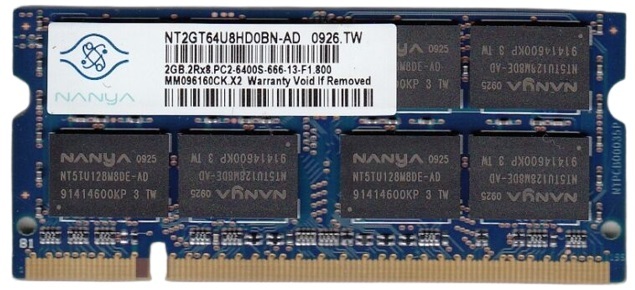 NANYA NT2GT64U8HD0BN-AD 2GB DDR2-6400 SO-DIMM ノートPC用 バルク_画像1