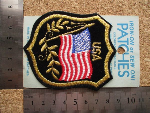 80s 米国製USA星条旗 アメリカ国旗 ビンテージ刺繍ワッペン/エンブレムUS旗フラッグ観光patches旅行アメリカ旅MADE IN USA D3_画像7