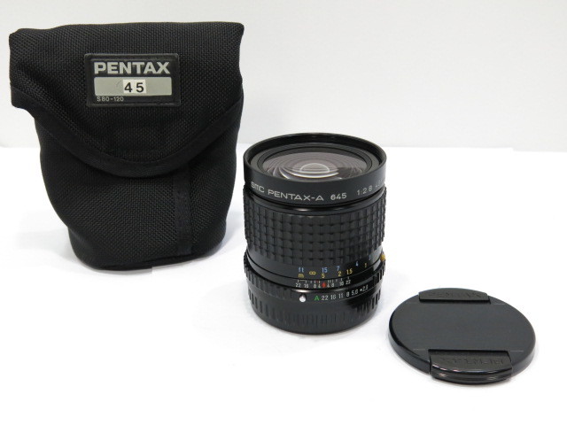 【 中古美品 】PENTAX SMC PENTAX-A 645 45mmF2.8 中判レンズ ケース付 ペンタックス [管KY160]