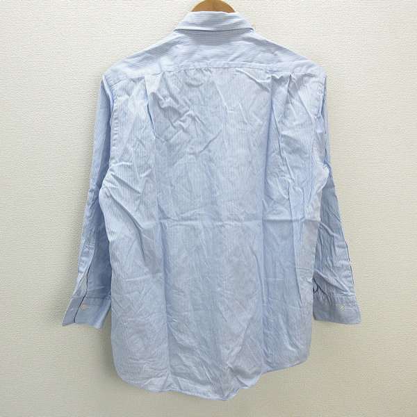 s# сделано в Японии # Burberry London /BURBERRY LONDON полоса рисунок рубашка с длинным рукавом [M-78] белый синий /MENS/123[ б/у ]