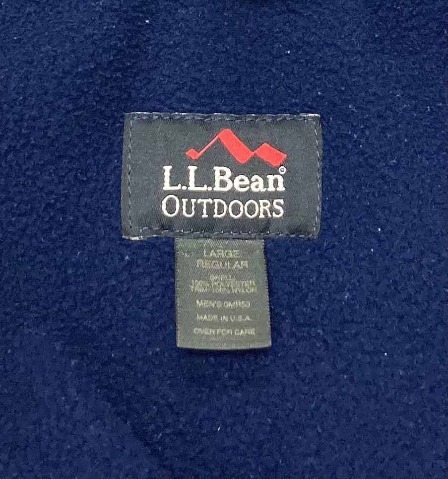 90s L.L.bean OUTDOORS USA製 ALL conditions フルZIP フリース 紺灰ナイロン深緑 L LLビーン ポケット付き _画像10