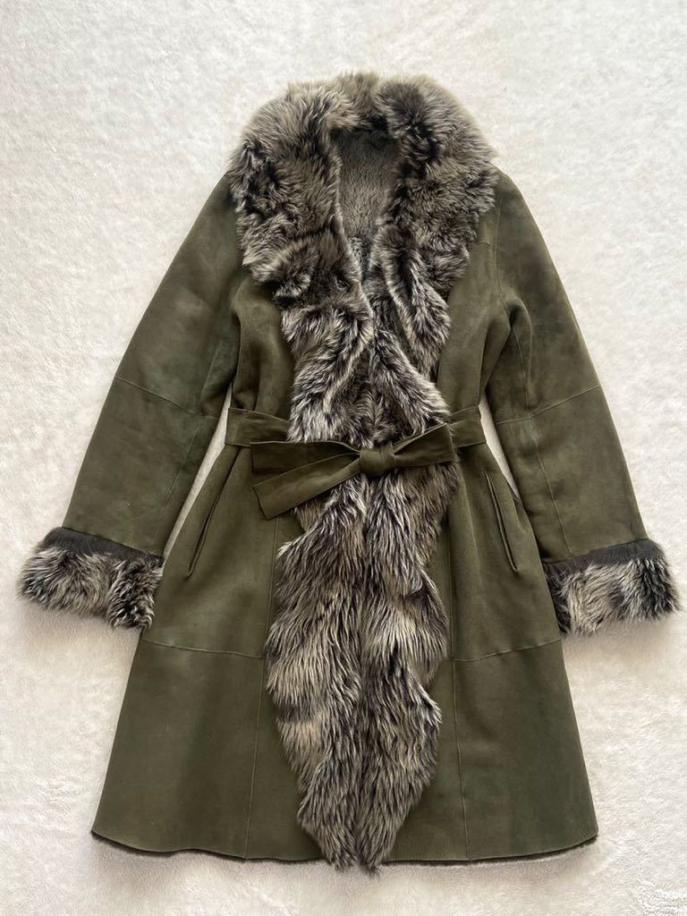 JEAN GUISE size38 mouton coat sheep leather real mouton dark green olive deep green Jean gi-z fur mouton jacket 