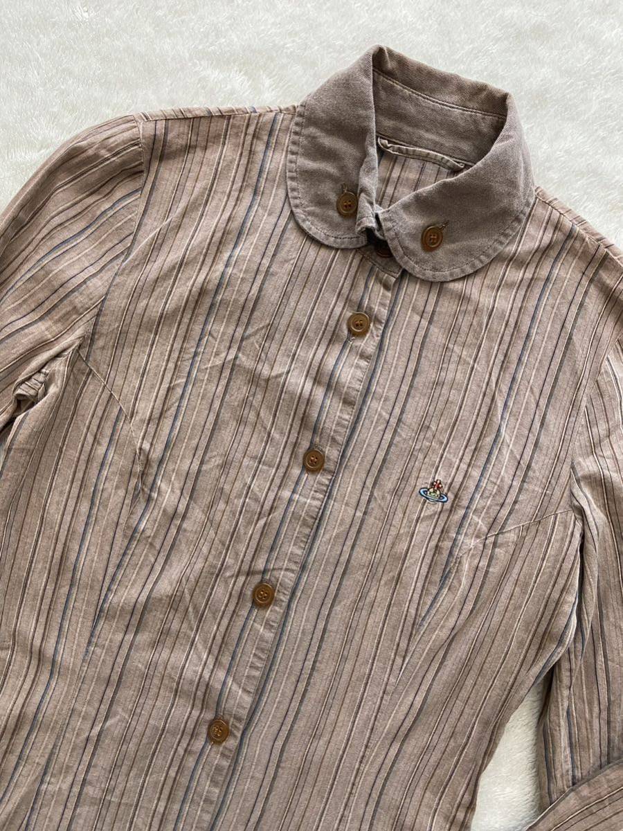 Vivienne Westwood size42 Italy made long sleeve shirt One-piece stripe k relic Vivienne Westwood red label 