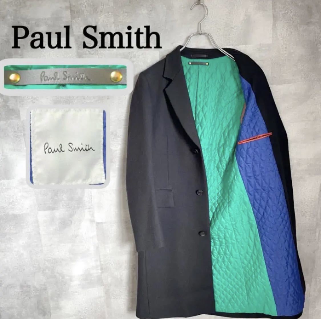 美品 Paul Smith メインライン チェスターコート キルティング 黒 L