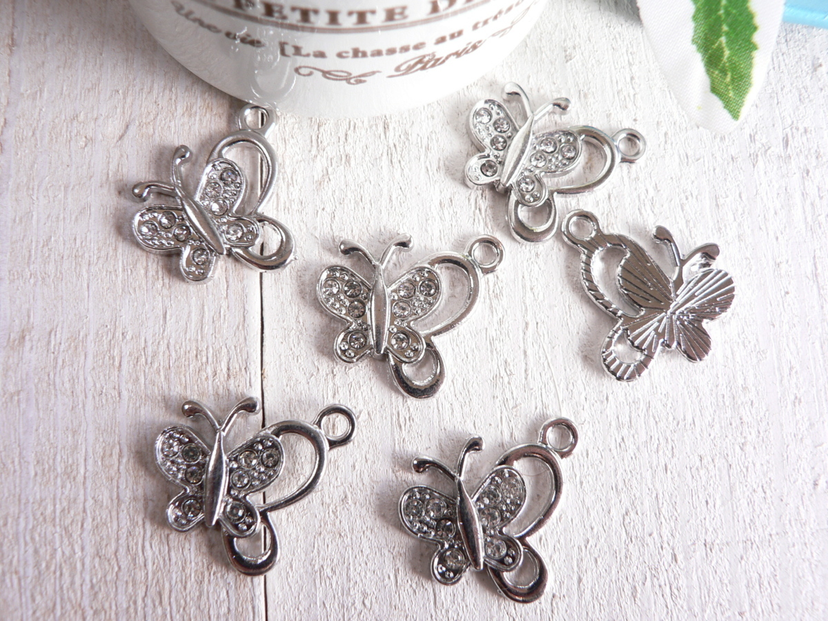  charm butterfly .6 piece insertion ..... butterfly chou silver silver #945