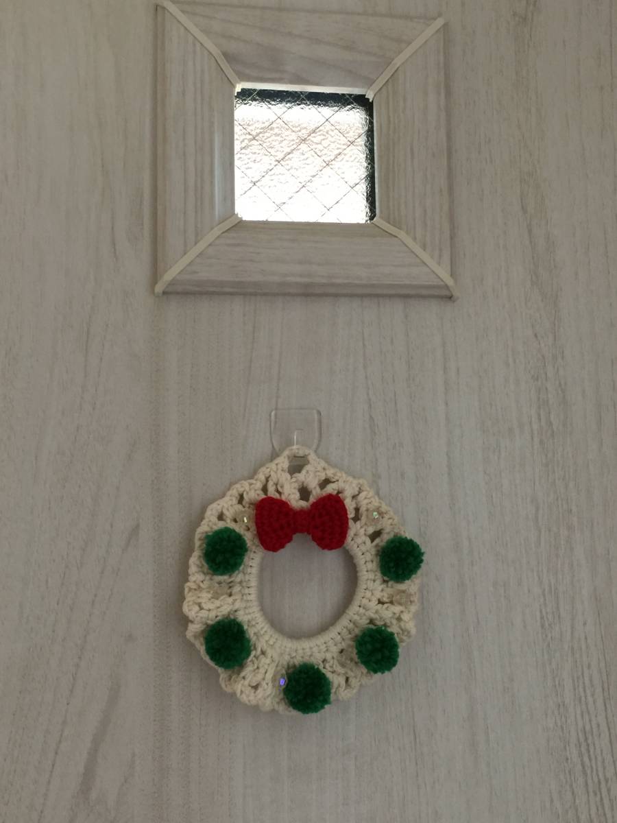 ! hand made! Christmas wreath! small Xmas! crochet needle braided 