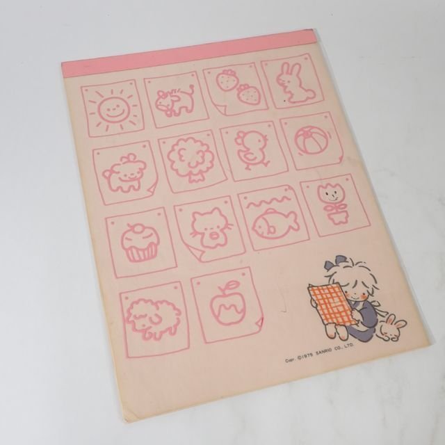 1WU22 当時物 1976年 サンリオ タイニーポエム Tiny Poem 風の子さっちゃん 便箋 クリップ まとめ/昭和レトロ ファンシー 文房具 送 YP/60
