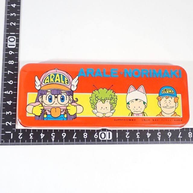 感謝報恩 当時もの☆Dr.スランプ アラレちゃん 缶ペンケース青☆鳥山明