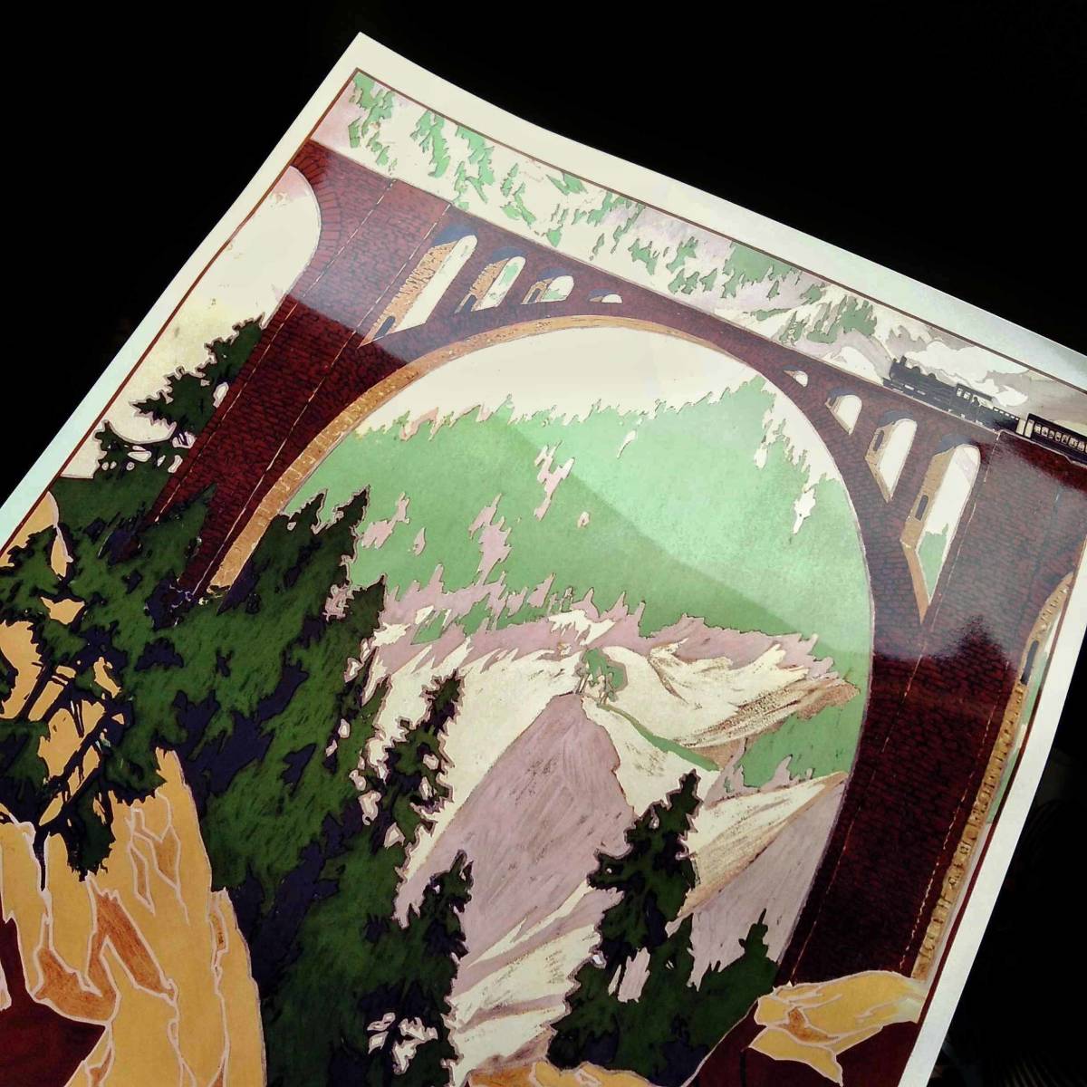  Швейцария re- салфетка железная дорога туристический иллюстрации искусство глянец постер A3 балка Cafe Classic retro интерьер лед река экспресс bell Nina локомотив 