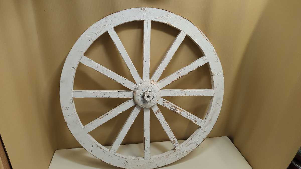 ☆レトロ 馬車 車輪 アンティーク シンプル カントリー 木製 荷車