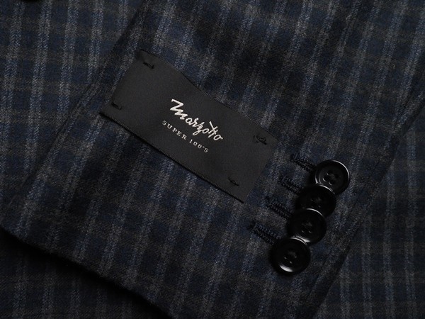 新品8.6万円 大手百貨店扱い 秋冬『MARZOTTO マルゾット 伊製生地』Super100S 艶感×ライトフランネル チェック柄 スーツA8紺(B) 1164861_画像5