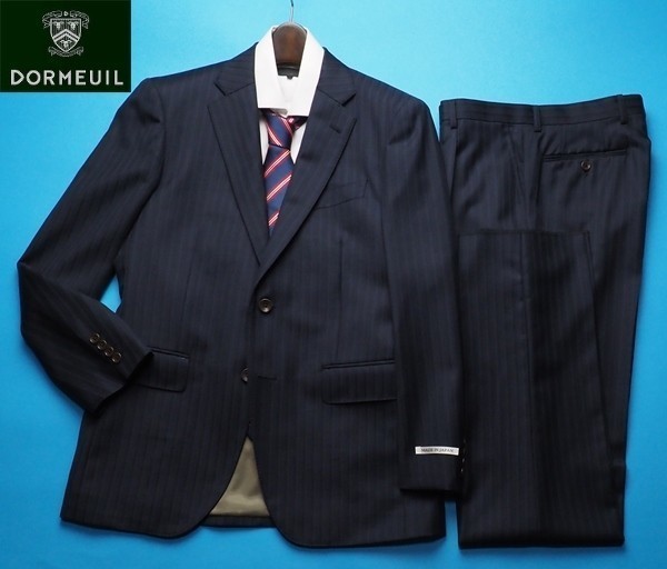 新品11.8万円 大手百貨店扱い 日本製 秋冬『DORMEUIL ドーメル 英国製生地』ウール100% 艶感 ロイヤルツイル スーツBB6濃紺(NV) 6941-2p_画像1