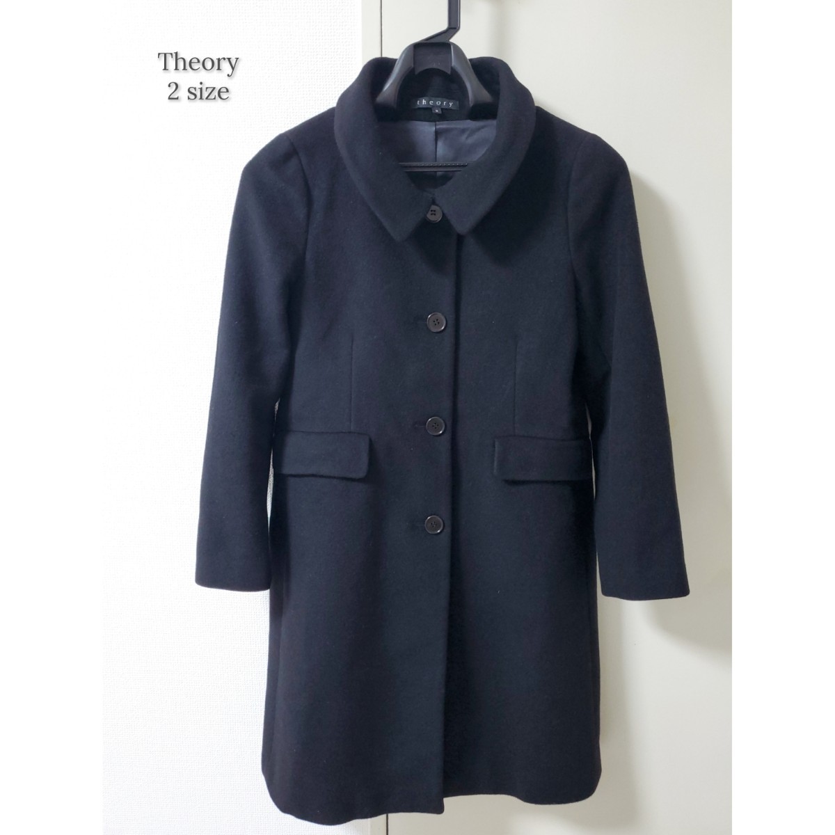 theory luxe アンゴラ ウール ショート コート フード グレー