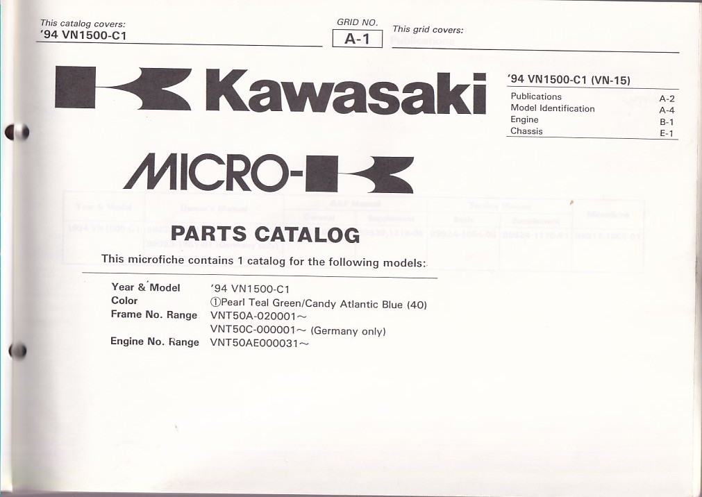 パーツカタログ KAWASAKI VN1500-C1(VN-15) ヨーロッパ仕様 送料無料の画像2