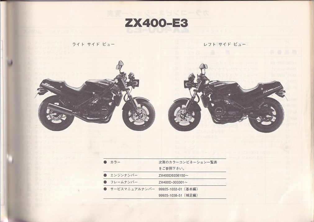 パーツカタログ　KAWASAKI ZX400-E1 ZX400-E2 ZX400-E3 FX400R 国内仕様　送料無料_画像4