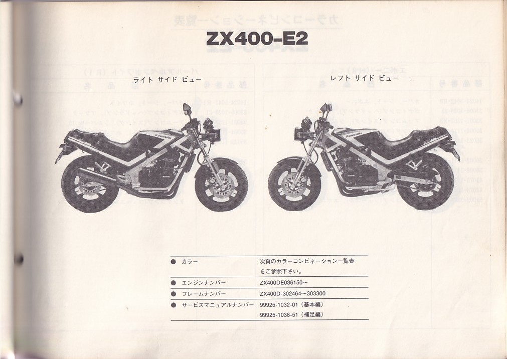 パーツカタログ　KAWASAKI ZX400-E1 ZX400-E2 ZX400-E3 FX400R 国内仕様　送料無料_画像3