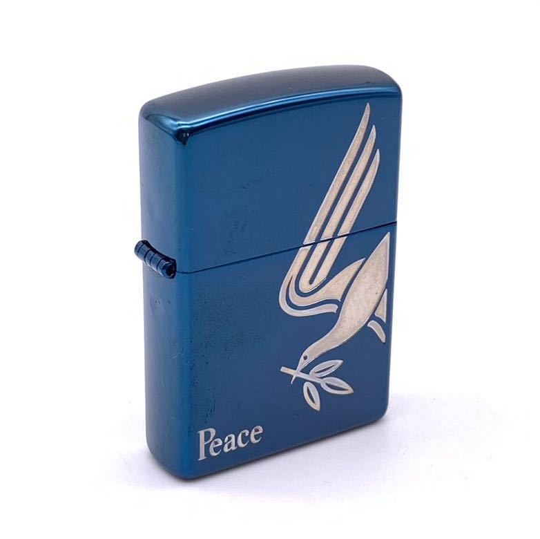 未使用品】 ZIPPO ジッポ ジッポー Peace ピース ブルーチタン シルバー 刻印 限定品 2007年製 ガスライター