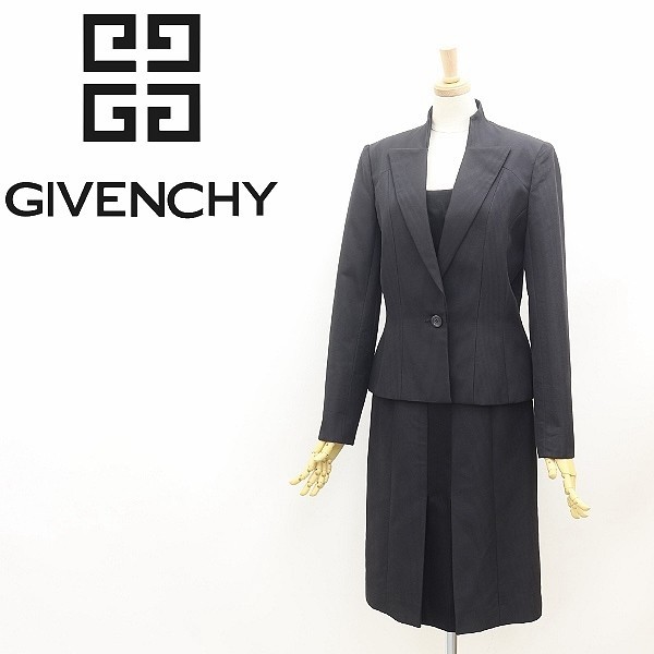 ヴィンテージ●GIVENCHY ジバンシィ 木目 年輪 模様 ワンピース スーツ 黒 ブラック 38_画像1
