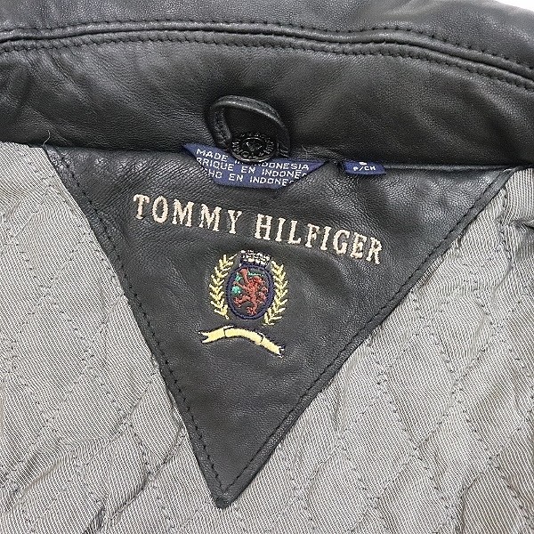 90's ヴィンテージ●TOMMY HILFIGER トミー ヒルフィガー 羊革 ラムレザー フィールド コート 黒 ブラック S_画像5