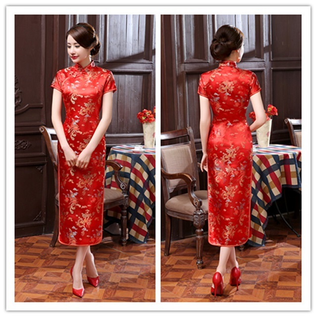  cosplay on goods China dress lustre embroidery entering ( red XL) party costume long maxi height 