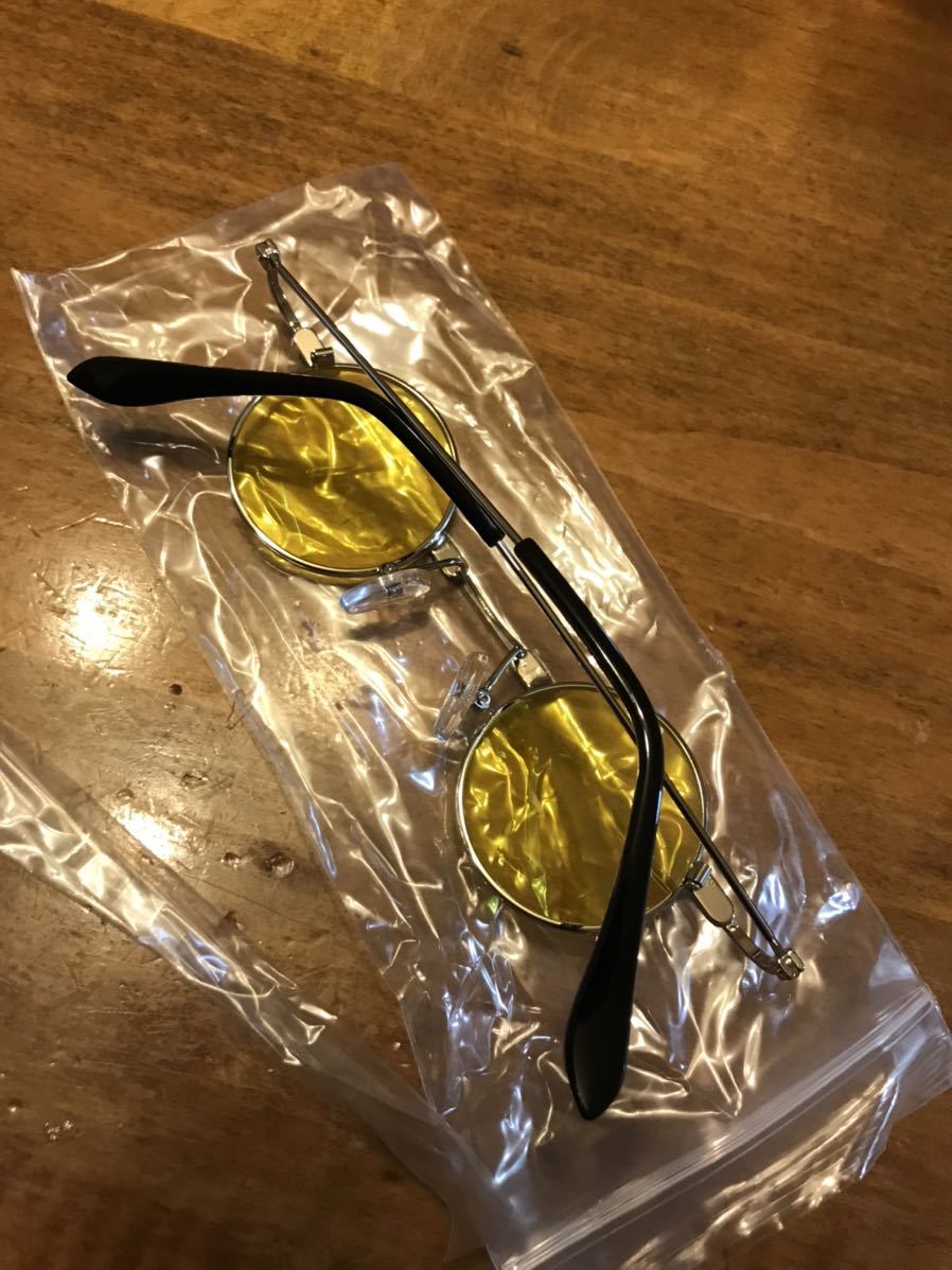 海外製　サングラス　丸メガネ　ラウンド型 金属フレーム　イエロー_画像3
